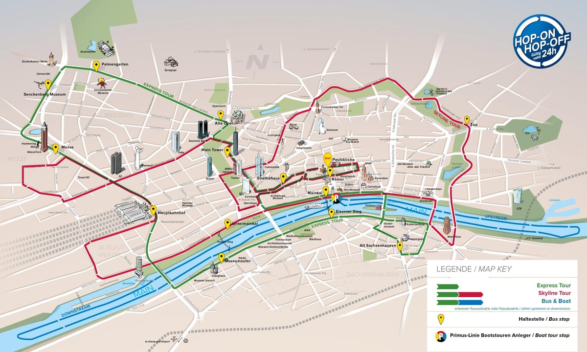 法兰克福跳上跳下巴士旅游地图